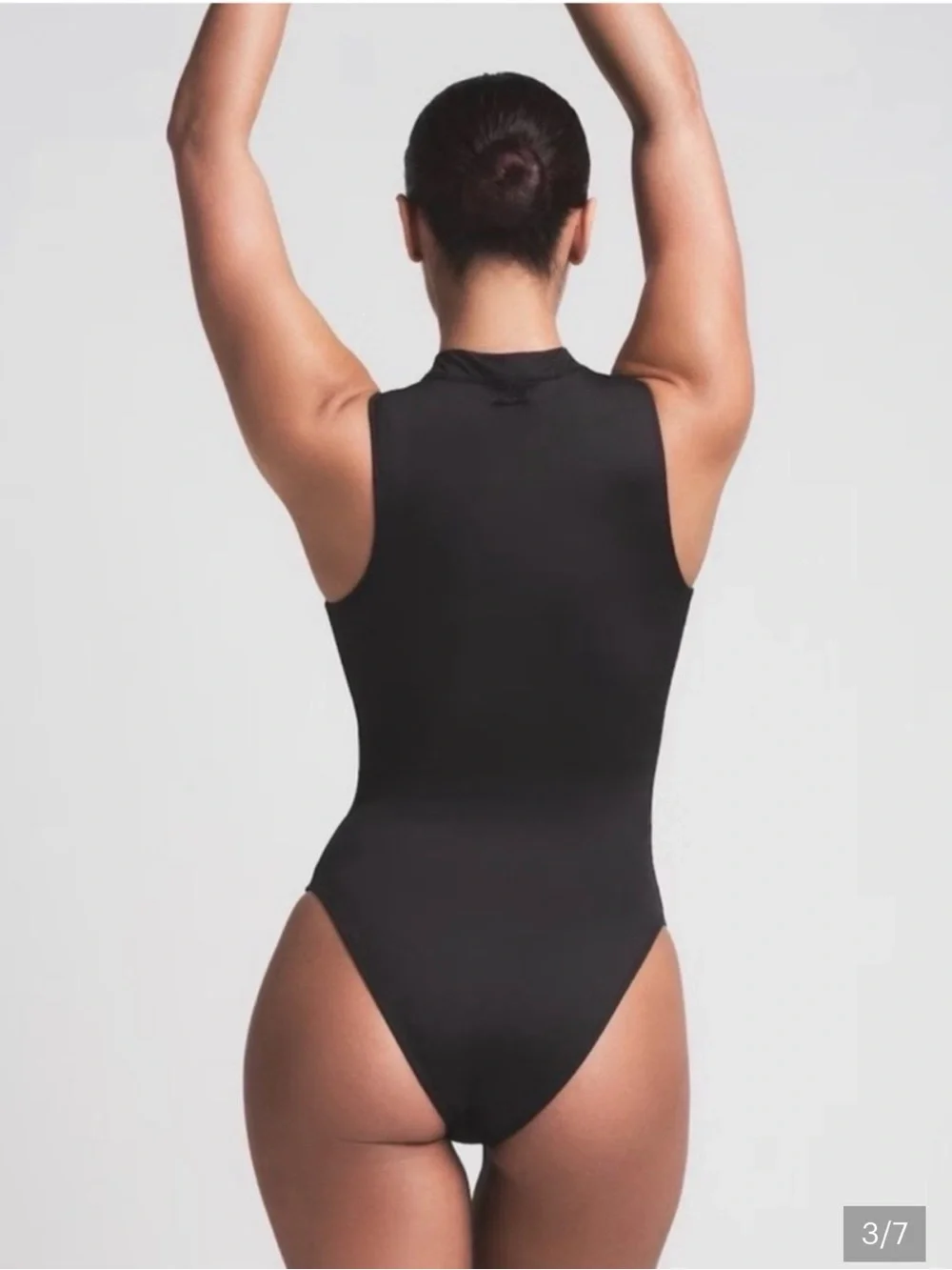 SKIMS Black Zip-Front Sleeveless Bodysuit